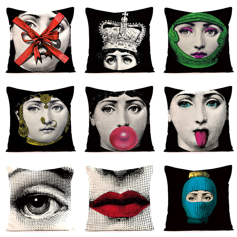 Recliner Sofa Cover - Abstract Nordic facial pattern throw pillow