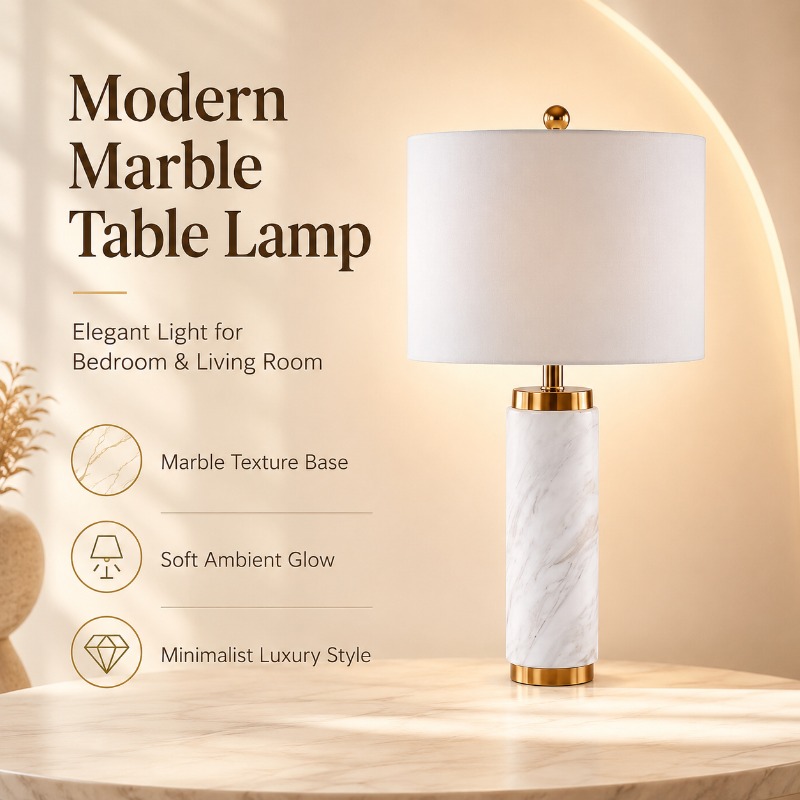Home Cinema Glasses - Modern Marble Bedside Light Luxury Gold