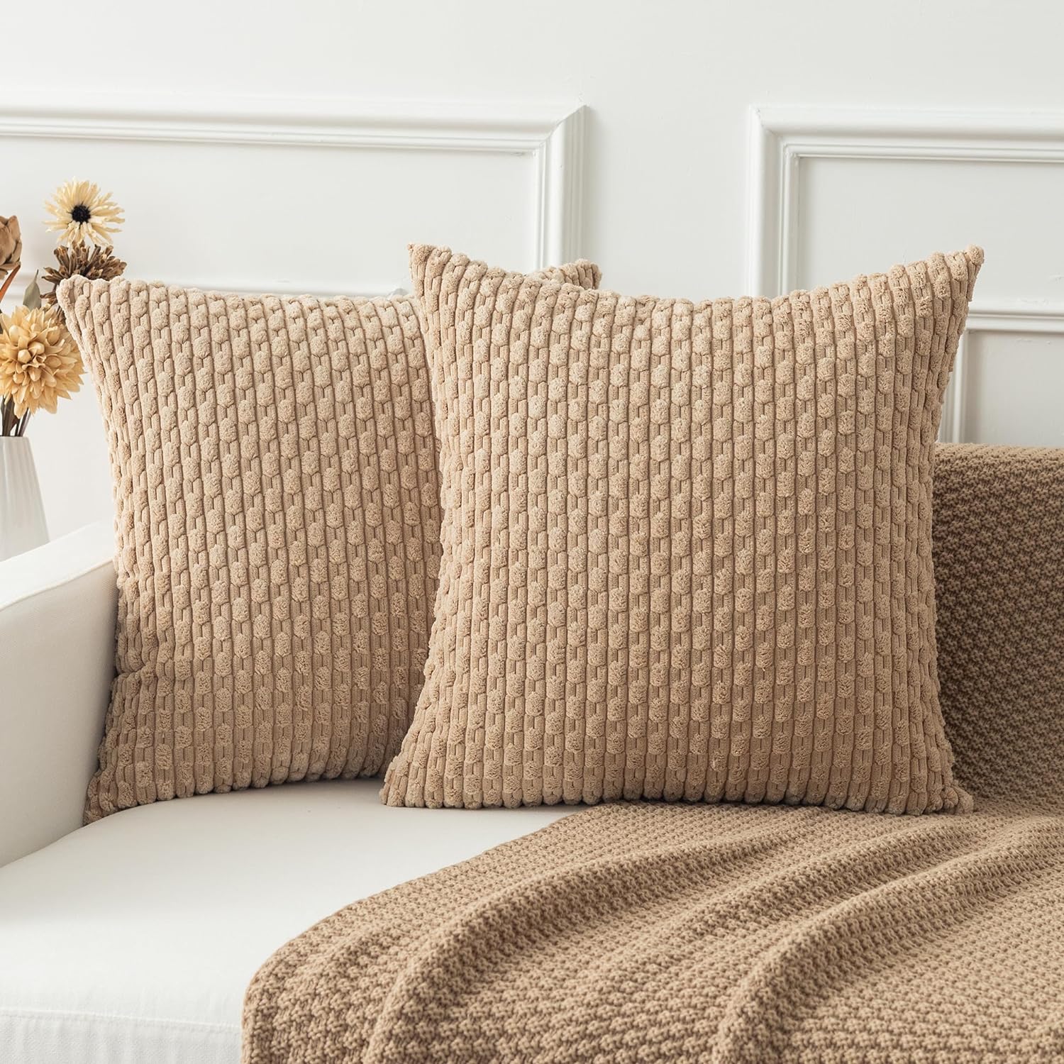 Recliner Sofa Cover - 40/45/55x55cm Cushion Cover Corduroy Pillowcase Khaki