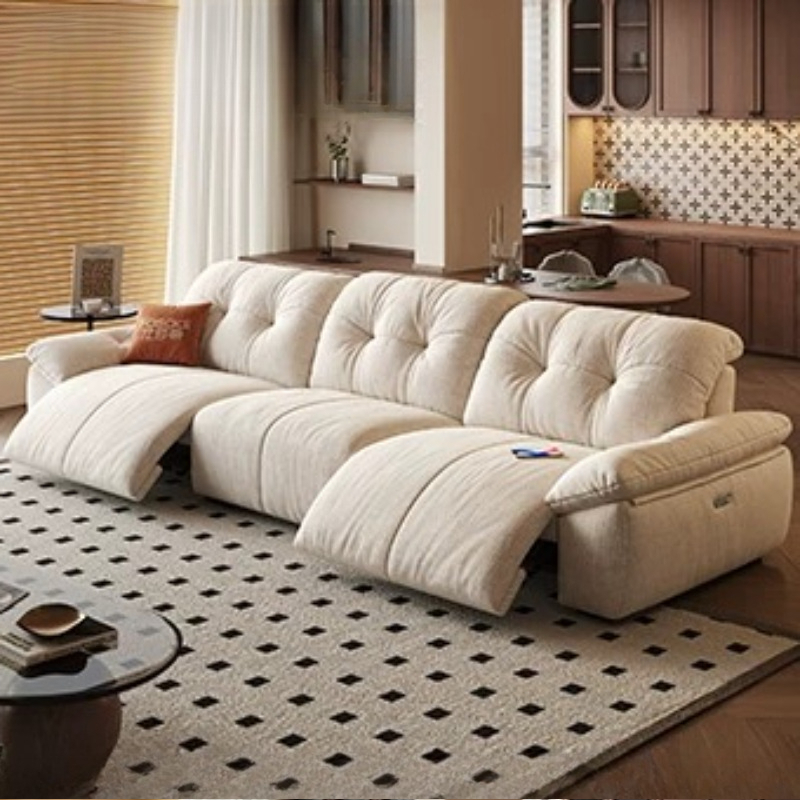 Home Cinema Room Design - White Modern Sofa Electric Power Sleeper