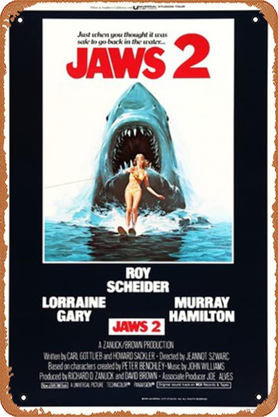 Jaws 2 Tin Sign Metal Tin Sign - Home Cinema Decor 评论和价格