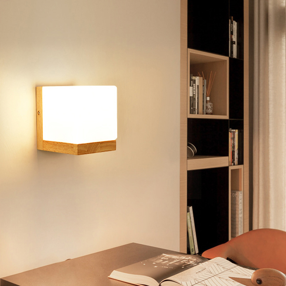Nordic Wood Wall Lamps with Gl - Home Cinema Glasses 评论和价格