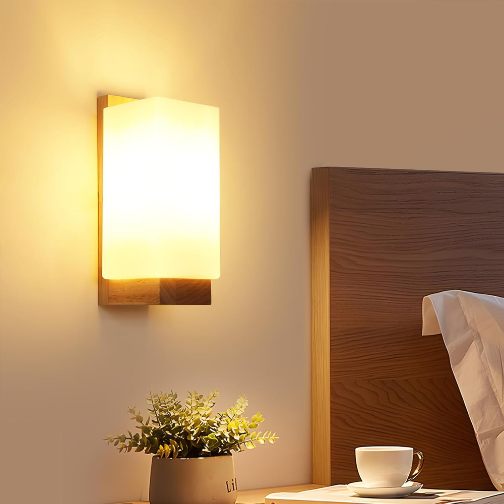 Nordic Wood Wall Lamps with Gl - Home Cinema Glasses 评论和价格