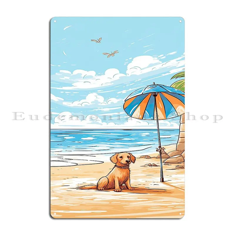 Sunny Day Beach Dog Metal Sign - Home Cinema Today 评论和价格