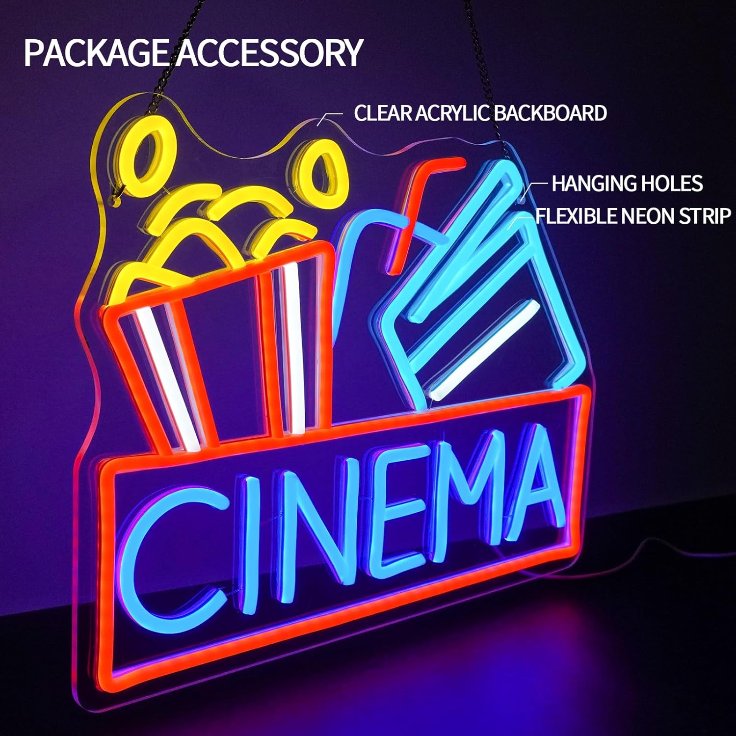 Cinema Neon Sign USB Powered L - Home Cinema Movies 评论和价格